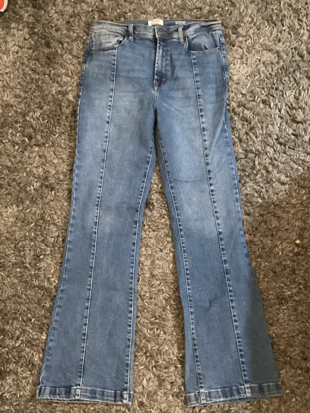 Kensie Mid-Blue Flare Jeans with Front Creases